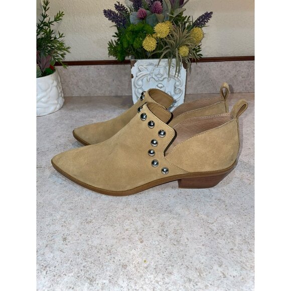Rebecca Minkoff Womens Suede Studded Ankle Boots Size 7.5 Low Heel Western Style - Picture 3 of 8